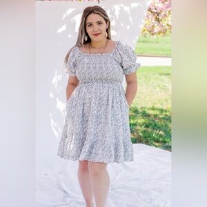 Floral Puff Sleeve Cotton Dress